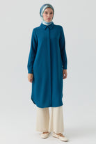 Gizli Patlı Basic Tunik - Petrol TUGBA