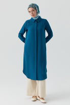 Gizli Patlı Basic Tunik - Petrol TUGBA