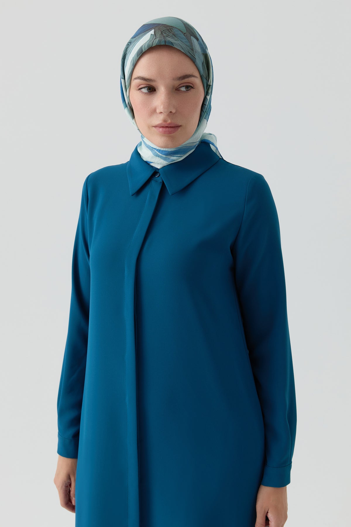 Gizli Patlı Basic Tunik - Petrol TUGBA