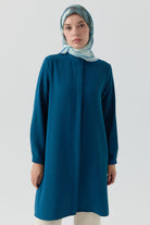 Hakim Yaka Gizli Patlı Tunik - Petrol TUGBA