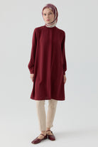 Hakim Yaka Gizli Patlı Tunik - Kiremit TUGBA