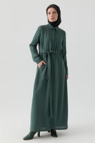 Belden Bağlamalı Ferace - Haki TUGBA