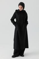 Yandan Çıtçıt Detaylı Pardesü - Siyah TUGBA