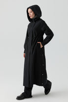 Yandan Çıtçıt Detaylı Pardesü - Siyah TUGBA