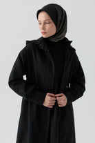 Yandan Çıtçıt Detaylı Pardesü - Siyah TUGBA