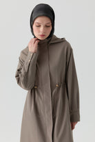 Yandan Çıtçıt Detaylı Pardesü - Vizon TUGBA