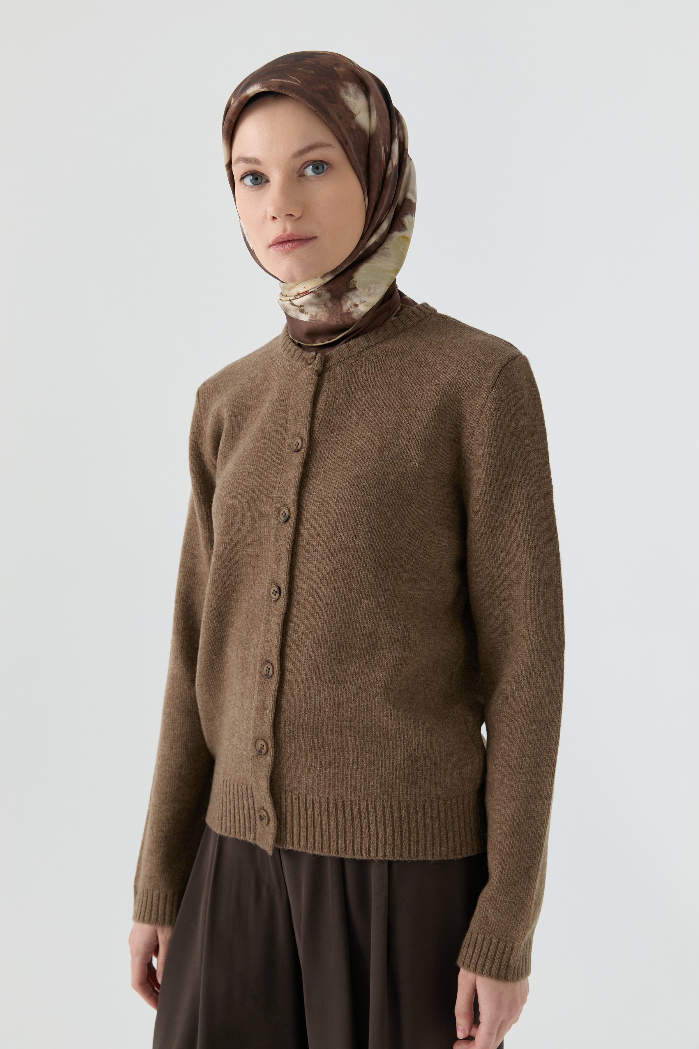 Bisiklet Yaka Hırka - Vizon TUGBA