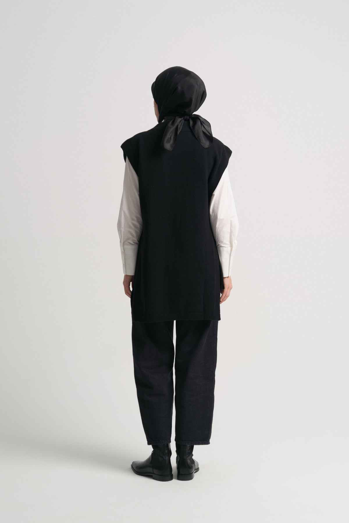 Wool Blend Half Fisherman Sweater - Black
