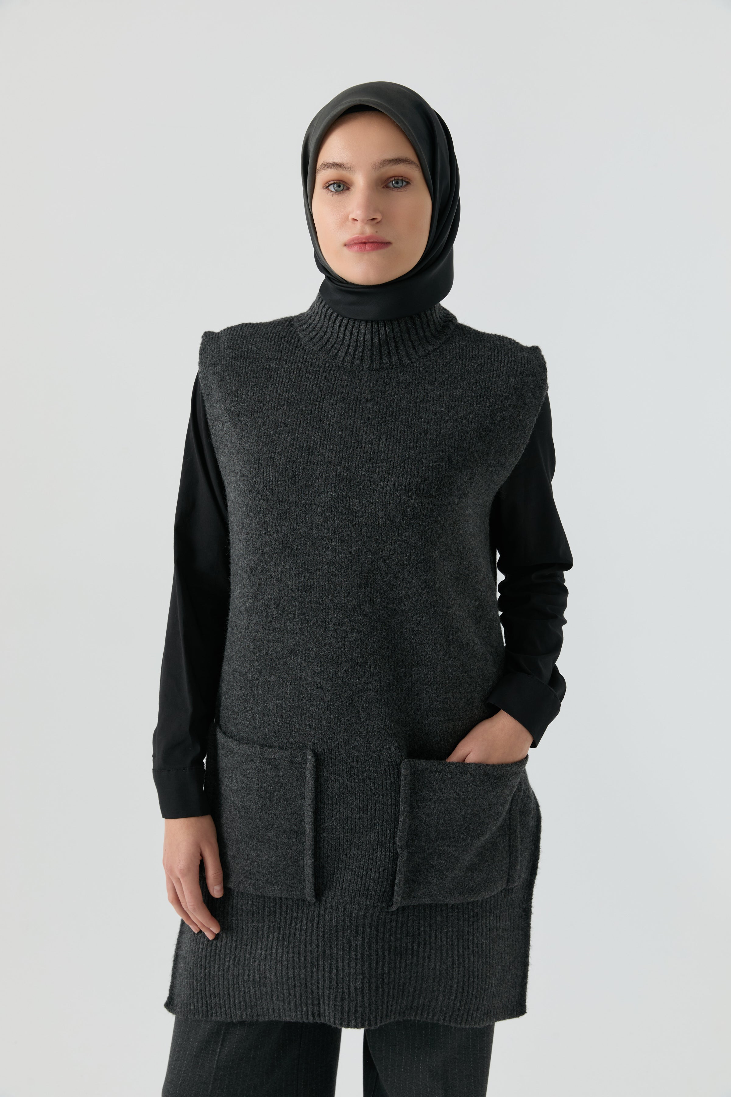 Hakim Yaka Süveter - Antrasit TUGBA