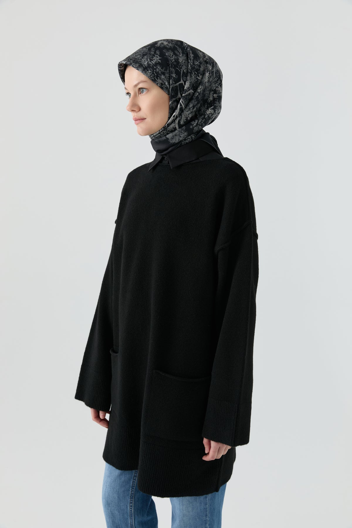 Kırçıl Desenli Tunik - Siyah TUGBA