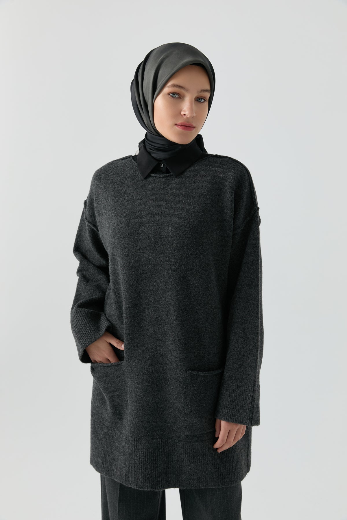 Kırçıl Desenli Tunik - Antrasit TUGBA