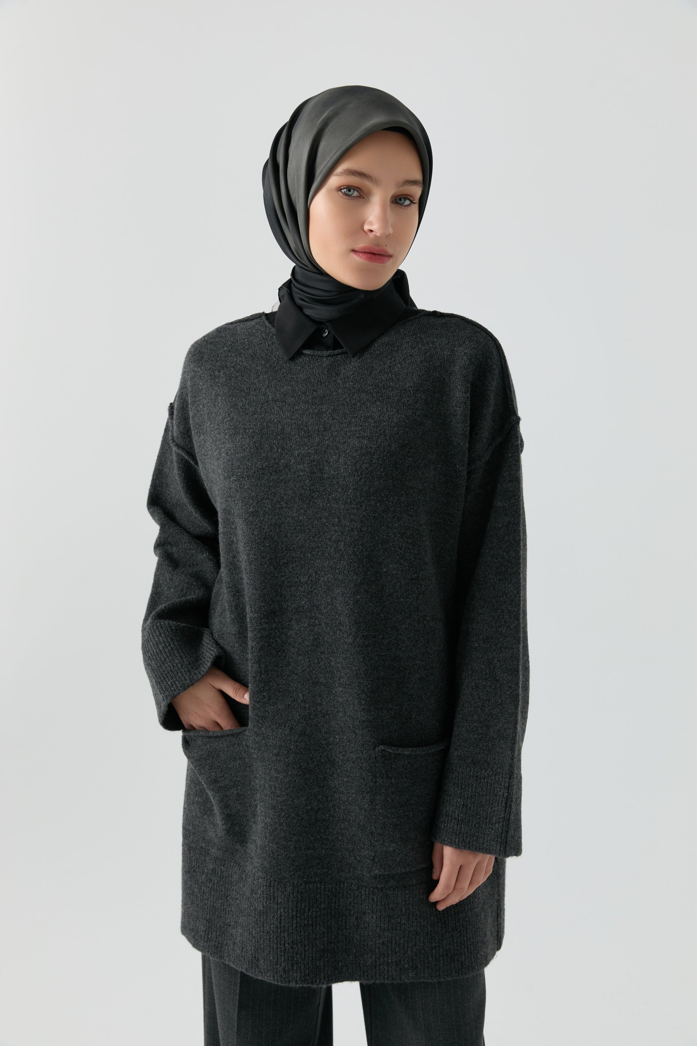 Kırçıl Desenli Tunik - Antrasit TUGBA