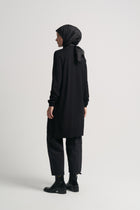 Viskon Karışım Sıfır Yaka Tunik - Siyah