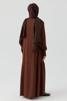 Büzgü Detaylı Elbise - Kahve TUGBA