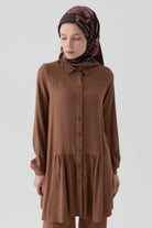 Büzgü Detaylı Tunik - Taba TUGBA