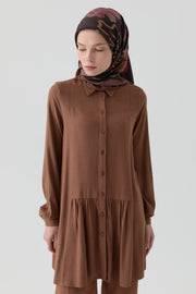 Büzgü Detaylı Tunik - Taba TUGBA