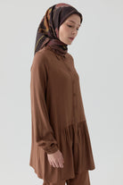 Büzgü Detaylı Tunik - Taba TUGBA