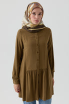 Büzgü Detaylı Tunik - Olive TUGBA