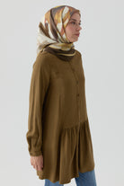 Büzgü Detaylı Tunik - Olive TUGBA