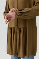 Büzgü Detaylı Tunik - Olive TUGBA