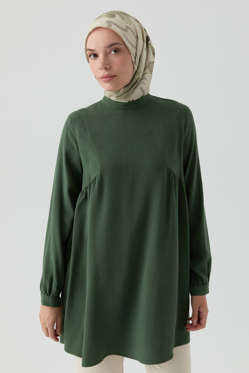 Büzgülü Tunik - Yeşil TUGBA