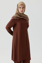 Yandan Düğmeli Tunik - Kahve TUGBA