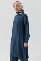 Yandan Düğmeli Tunik - İndigo TUGBA