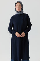 Yandan Düğmeli Tunik - Lacivert TUGBA