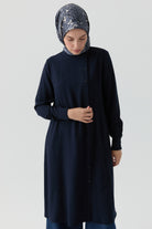 Yandan Düğmeli Tunik - Lacivert TUGBA