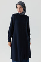 Yandan Düğmeli Tunik - Lacivert TUGBA