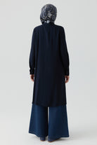 Yandan Düğmeli Tunik - Lacivert TUGBA