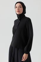 Pat Detaylı Sweat - Siyah TUGBA