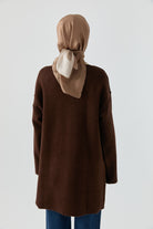 Kırçıl Desenli Tunik - Koyu Kahve TUGBA