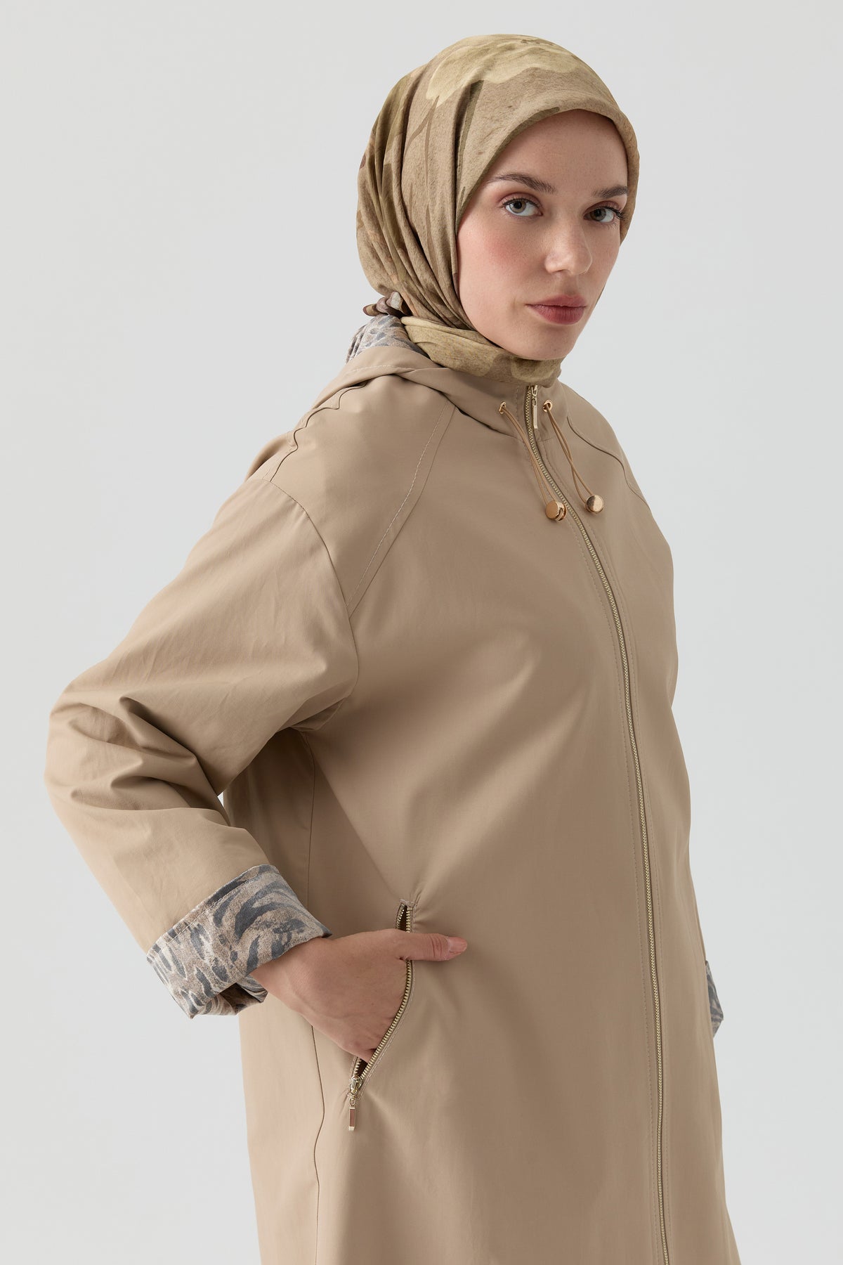 Kombin Detaylı Kap - Kum TUGBA