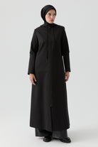 Fermuarlı Pardesü - Siyah TUGBA