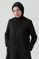 Fermuarlı Pardesü - Siyah TUGBA