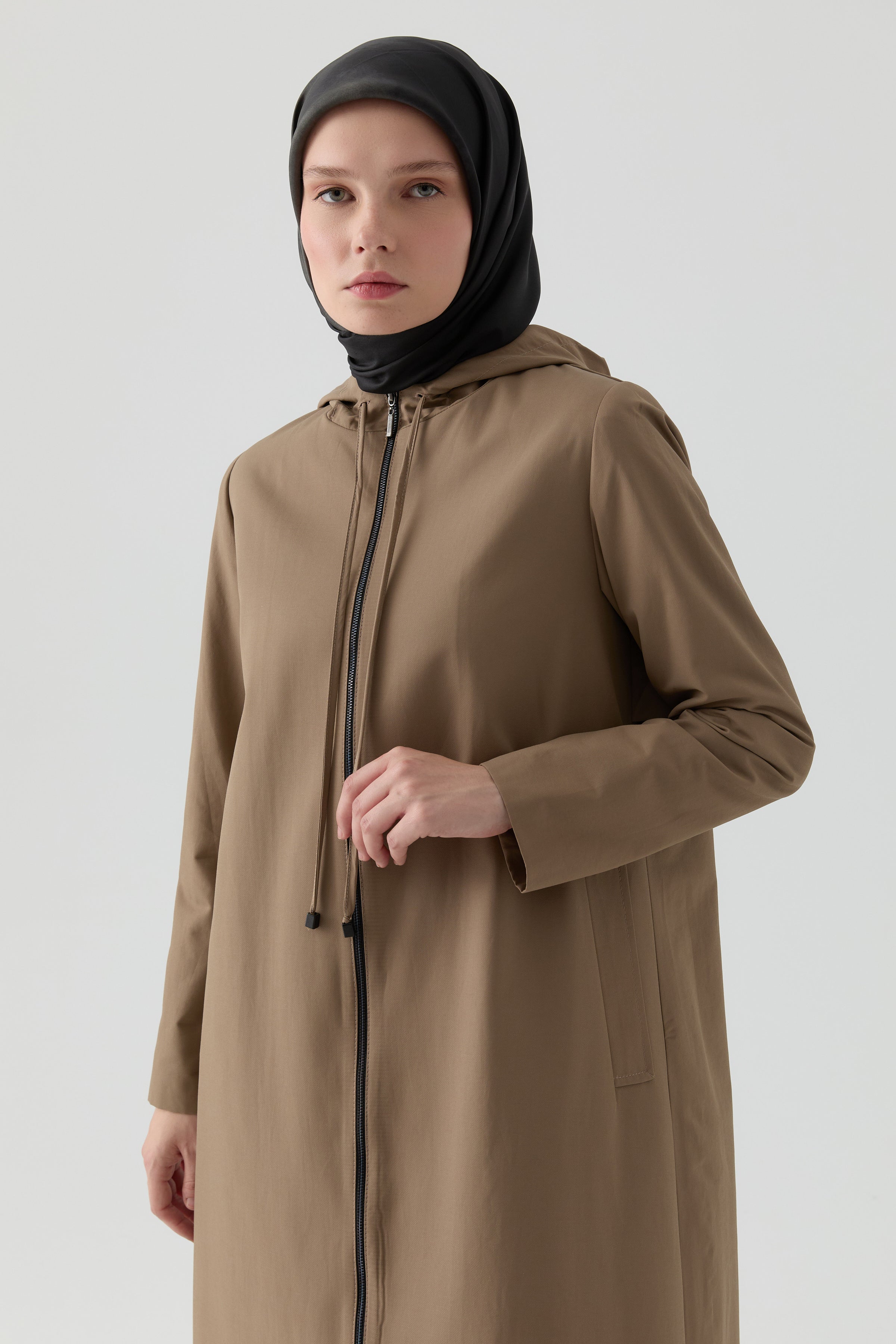 Fermuarlı Pardesü - Vizon TUGBA