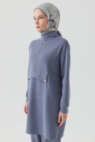 Cep Detaylı Tunik - İndigo TUGBA