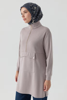 Cep Detaylı Tunik - Vizon TUGBA