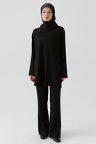 Kaşkorse Tunik Pantolon Takım - Siyah TUGBA