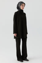 Kaşkorse Tunik Pantolon Takım - Siyah TUGBA