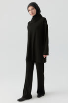 Kaşkorse Tunik Pantolon Takım - Siyah TUGBA