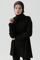 Kaşkorse Tunik Pantolon Takım - Siyah TUGBA