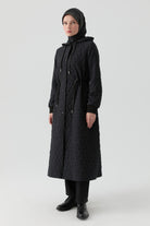 Çıtçıt Kapamalı Kapitone Kap - Siyah TUGBA