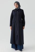 Lastik Detaylı Ferace - Lacivert TUGBA