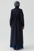 Lastik Detaylı Ferace - Lacivert TUGBA