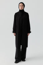 Fermuar Kapamalı Kap - Siyah TUGBA