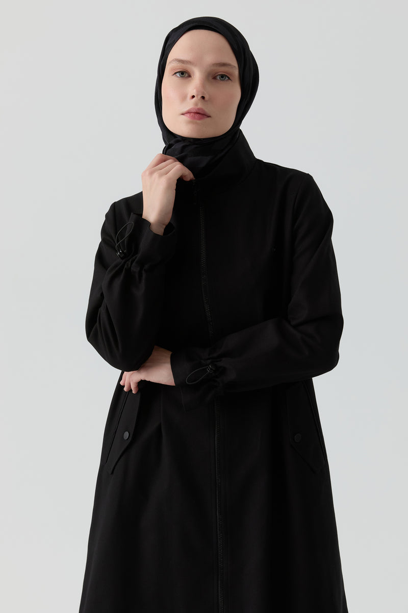 Fermuar Kapamalı Kap - Siyah TUGBA