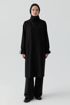 Fermuar Kapamalı Kap - Siyah TUGBA