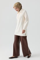 Suni Deri Pantolon - Kahve TUGBA